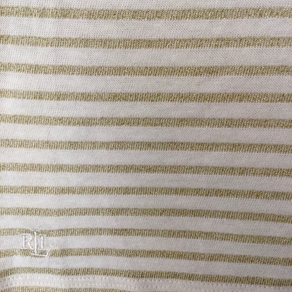 Ralph Lauren Metallic Gold Cream Stripe Top - Picture 3 of 7